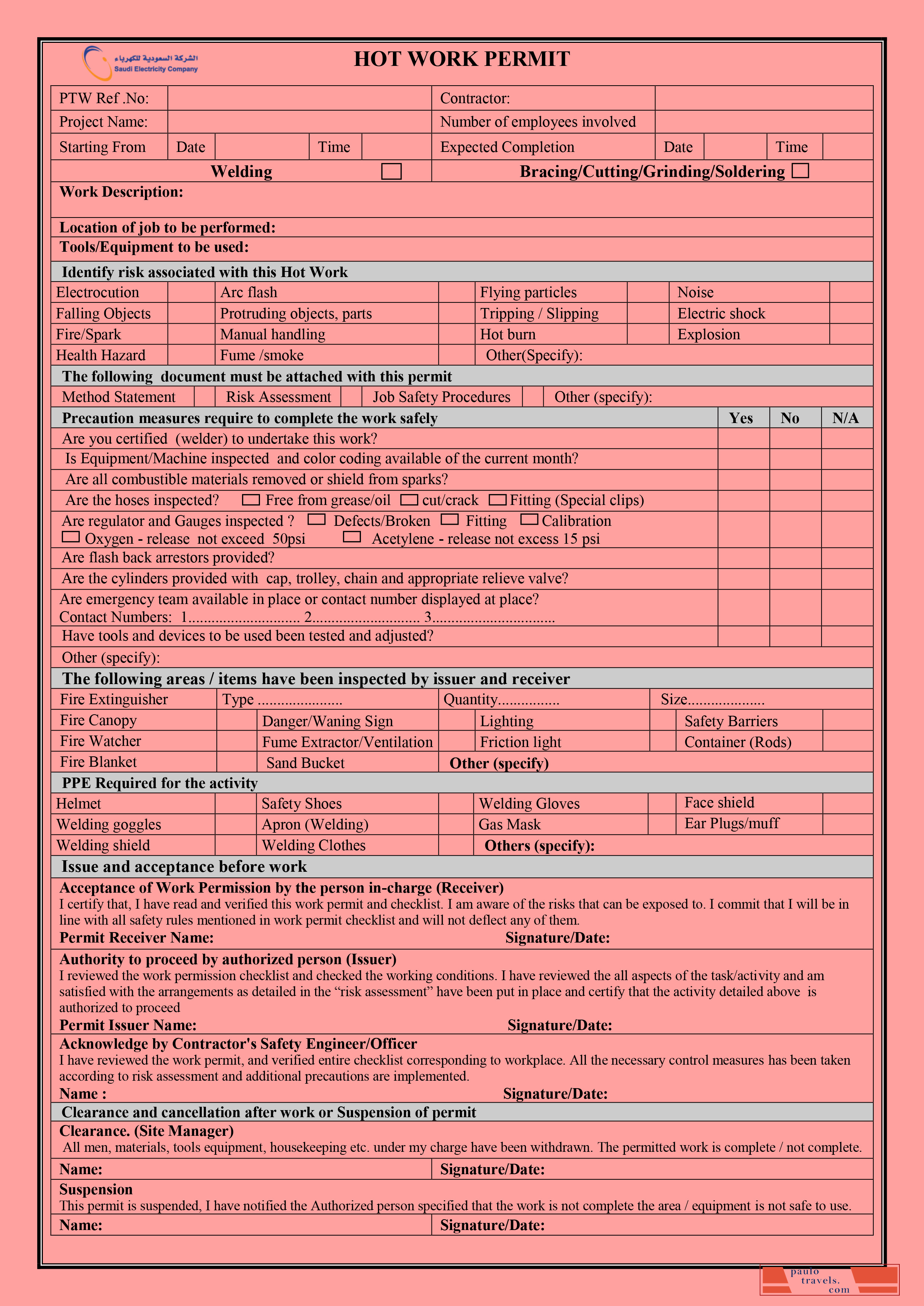 Saudi electricity company work permit
